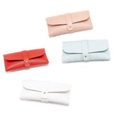 3-Piece White Chic & Sleek PU Leather Soft Eyeglass Case - Protective Pouch for Sunglasses & Reading Glasses - Side View