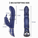 Blue Dual-Action Rabbit Vibrator - Female Pleasure Toy (USB Rechargeable) - Front View