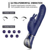 Blue Dual-Action Rabbit Vibrator - Female Pleasure Toy (USB Rechargeable) - Top-Down View