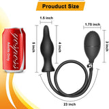 Black Classic Inflatable Butt Plug - Large Silicone Dilator - Front View