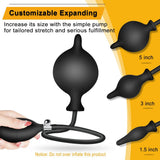 Black Classic Inflatable Butt Plug - Large Silicone Dilator - Side View