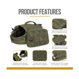 Black Durable Dog Saddle Bag Harness for Outdoor Adventures - Front View