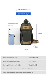 Army Green Stylish Multi-Functional Men's Chest Bag - Lightweight Crossbody Sling Pack - Top-Down View