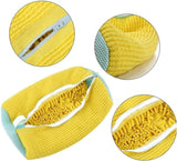 Yellow 2piece Durable Sneaker Wash Bag for Washing Machine - Anti-Deformation Shoe Protector with Chenille Fabric - Top-Down View