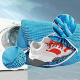 Yellow 2piece Durable Sneaker Wash Bag for Washing Machine - Anti-Deformation Shoe Protector with Chenille Fabric - 45-Degree Angle