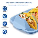 Green Silicone Taco Holder Tray - Creative Non-Slip Corn Taco Serving Rack with 4 Compartments - Side View