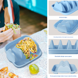 Green Silicone Taco Holder Tray - Creative Non-Slip Corn Taco Serving Rack with 4 Compartments - Top-Down View