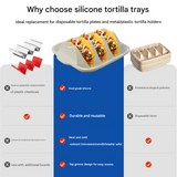 White Silicone Taco Holder Tray - Creative Non-Slip Corn Taco Serving Rack with 4 Compartments - Front View