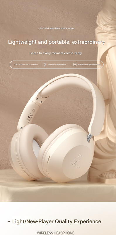 Pink SY-T4 luetooth Music Headset - New Wireless Over-Ear Headphones with Long Battery Life for Sports and Universal Phone Compatibility