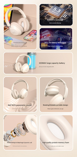 Pink SY-T4 luetooth Music Headset - New Wireless Over-Ear Headphones with Long Battery Life for Sports and Universal Phone Compatibility - Side View