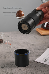 Black Premium 7-Star Manual Coffee Grinder - Portable Bean Mil(R50pro) - Top-Down View