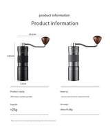 Black Premium 7-Star Manual Coffee Grinder - Portable Bean Mil(R50pro) - 45-Degree Angle