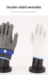 1 pair of silver A9 grade 316 stainless steel cut resistant gloves(XL) - 45-Degree Angle