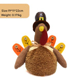 Brown Charming Thanksgiving Turkey Plush - Rustic Autumn Harvest Tabletop Decor Figurine - Front View