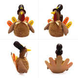 Brown Charming Thanksgiving Turkey Plush - Rustic Autumn Harvest Tabletop Decor Figurine - Top-Down View