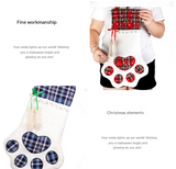 Red Large Plaid Dog Paw Christmas Stocking - Festive Fireplace Decor for Pet Lovers - Side View