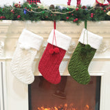 Red Large Cable Knit Christmas Stocking - Classic 43cm Holiday Decor for Fireplace Hanging - Front View