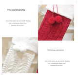Red Large Cable Knit Christmas Stocking - Classic 43cm Holiday Decor for Fireplace Hanging - Side View