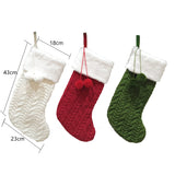 Green Large Cable Knit Christmas Stocking - Classic 43cm Holiday Decor for Fireplace Hanging - Top-Down View