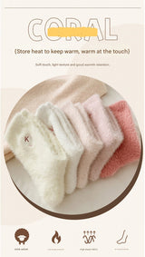 2-Piece Milky Women's Ultra-Soft Fuzzy Socks - Plush Chenille Thermal Crew Socks with Heart Embroidery - Front View