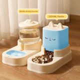 Blue Automatic Pet Feeder and Water Dispenser Set - Large Capacity Gravity Food & Water Combo for Cats & Dogs