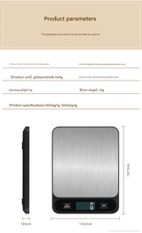 Black Slim Digital Kitchen Scale - High Precision Stainless Steel Food Scale for Baking & Cooking(10kg) - Top-Down View