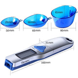 Blue High Precision Digital Spoon Scale - Electronic Measuring Scoop with 3 Heads for Kitchen & Baking(500g) - Front View