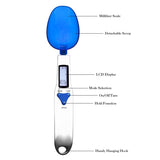 Blue High Precision Digital Spoon Scale - Electronic Measuring Scoop with 3 Heads for Kitchen & Baking(500g) - Side View