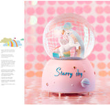 Enchanting Unicorn Snow Globe Music Box - Magical Starry Sky Musical Gift for Girls - Side View