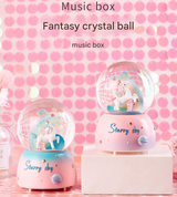 Enchanting Unicorn Snow Globe Music Box - Magical Starry Sky Musical Gift for Girls - Front View
