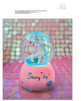 Enchanting Unicorn Snow Globe Music Box - Magical Starry Sky Musical Gift for Girls - Top-Down View