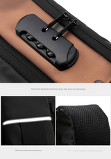 Black Gold Modern Anti-Theft Sling Bag for Men - Crossbody Backpack with USB Port & Combination Lock - Side View