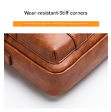 Dark Brown Men's Vintage Crossbody Bag - PU Leather Business Casual Shoulder Messenger Bag for iPad - Top-Down View