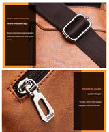 Black Men's Vintage Crossbody Bag - PU Leather Business Casual Shoulder Messenger Bag for iPad - Side View