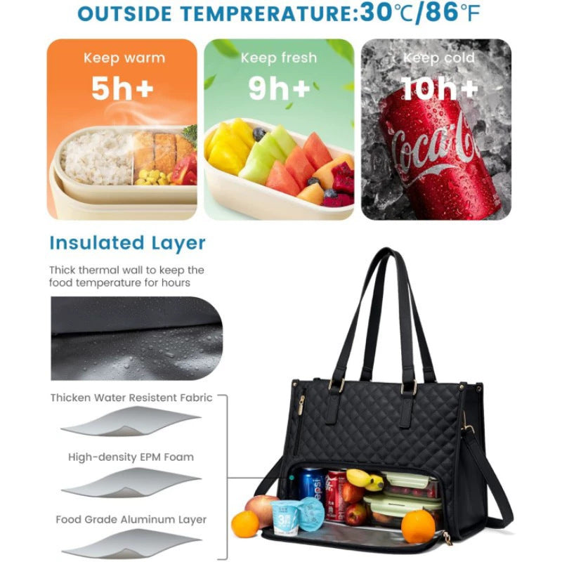 Brown Insulated Lunch Bag and Laptop Cooler - Perfect for Keeping Food Fresh
