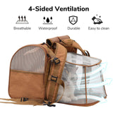 Brown Expandable Breathable Outdoor Portable Large Space Cat Backpack - Pet Carrier for Cats and Dogs - Top-Down View