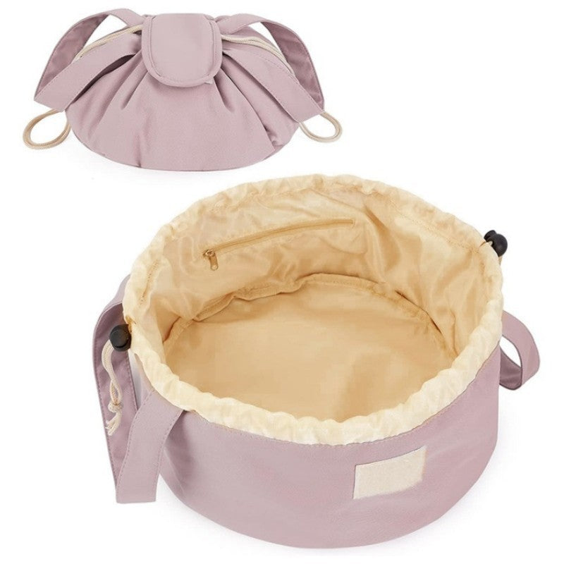 Pink New Large Capacity Portable Drawstring Makeup Bag - Travel Toiletry Bag with Fashionable Cosmet