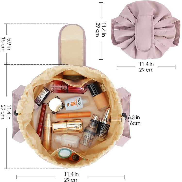 Pink New Large Capacity Portable Drawstring Makeup Bag - Travel Toiletry Bag with Fashionable Cosmet