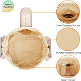 Pink New Large Capacity Portable Drawstring Makeup Bag - Travel Toiletry Bag with Fashionable Cosmetic Brush Storage - Top-Down View