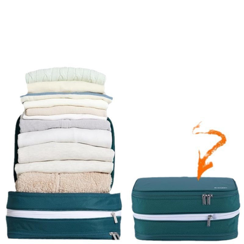 Beige Durable Double-Zipper Expandable Water-Resistant Thick and Thin Clothing Storage Bag - Size 40*30*15CM