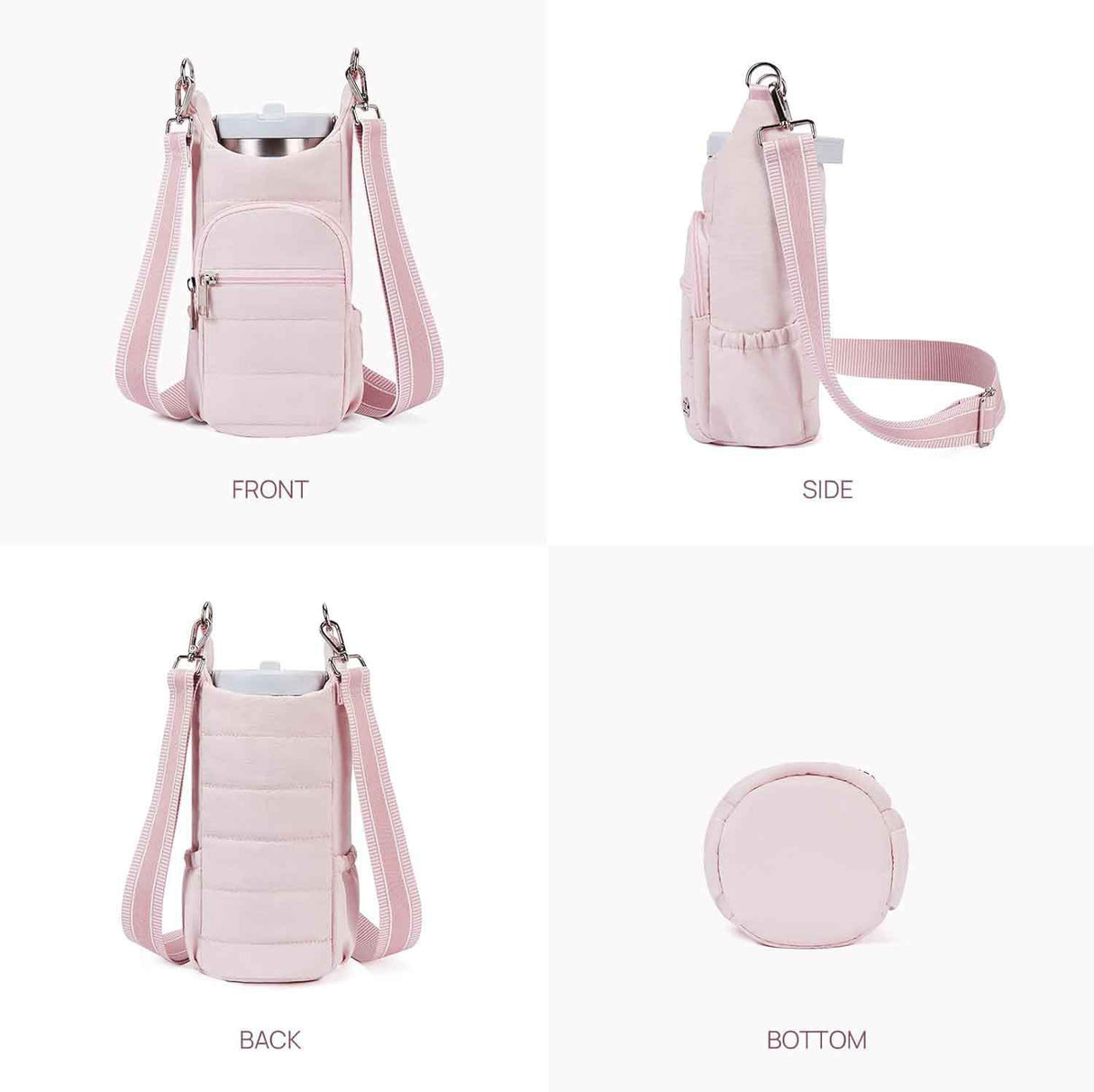 White Women's Crossbody Water Bottle Bag-Perfect for Hiking and Cycling