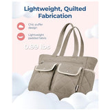Black Women's Multi-Pocket Tote Bag - Large Quilted Travel Handbag for Work, Gym, and More - Front View
