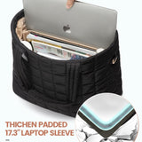 Khaki New Large Capacity Tote Bag - Fashionable Quilted Women's Shoulder Bag and Laptop Bag - Side View