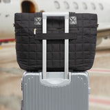 Khaki New Large Capacity Tote Bag - Fashionable Quilted Women's Shoulder Bag and Laptop Bag - Top-Down View