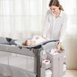 Grey Foldable Baby Crib Storage Hanging Bag - Large Capacity Organizer for Cribs and Changing Tables - Top-Down View