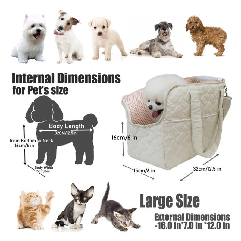 Beige Fashionable Pet Carrier Bag - Stylish Handbag for Cats and Small Dogs