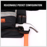 Black Professional Tool Holder Belt - Durable and Waterproof Tool Bag for Electricians, Carpenters, and Mechanics - Side View