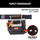 Black Professional Tool Holder Belt - Durable and Waterproof Tool Bag for Electricians, Carpenters, and Mechanics - Top-Down View