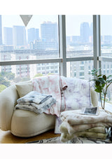 Pink Luxury Mink Velvet Ink Print Blanket - High-Quality Warmth for Your Home(150*200cm) - 45-Degree Angle