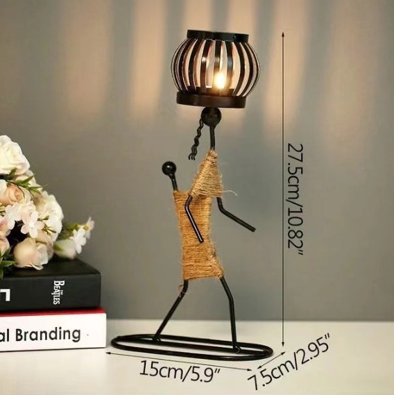Creative Iron Girl Candle Holder for Nordic Restaurant Table Decorations and Bar Counter Accessories(Style E)